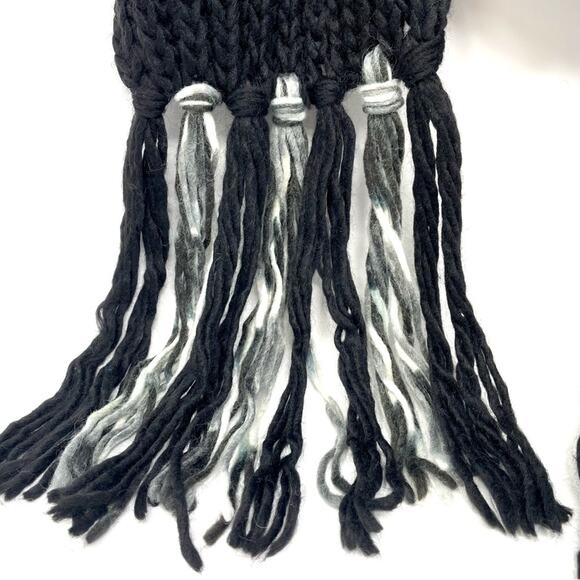 Renee's NYC Women's Soft Knit Wool Blend Scarf w/ Fringe in Black and White - Picture 3 of 8